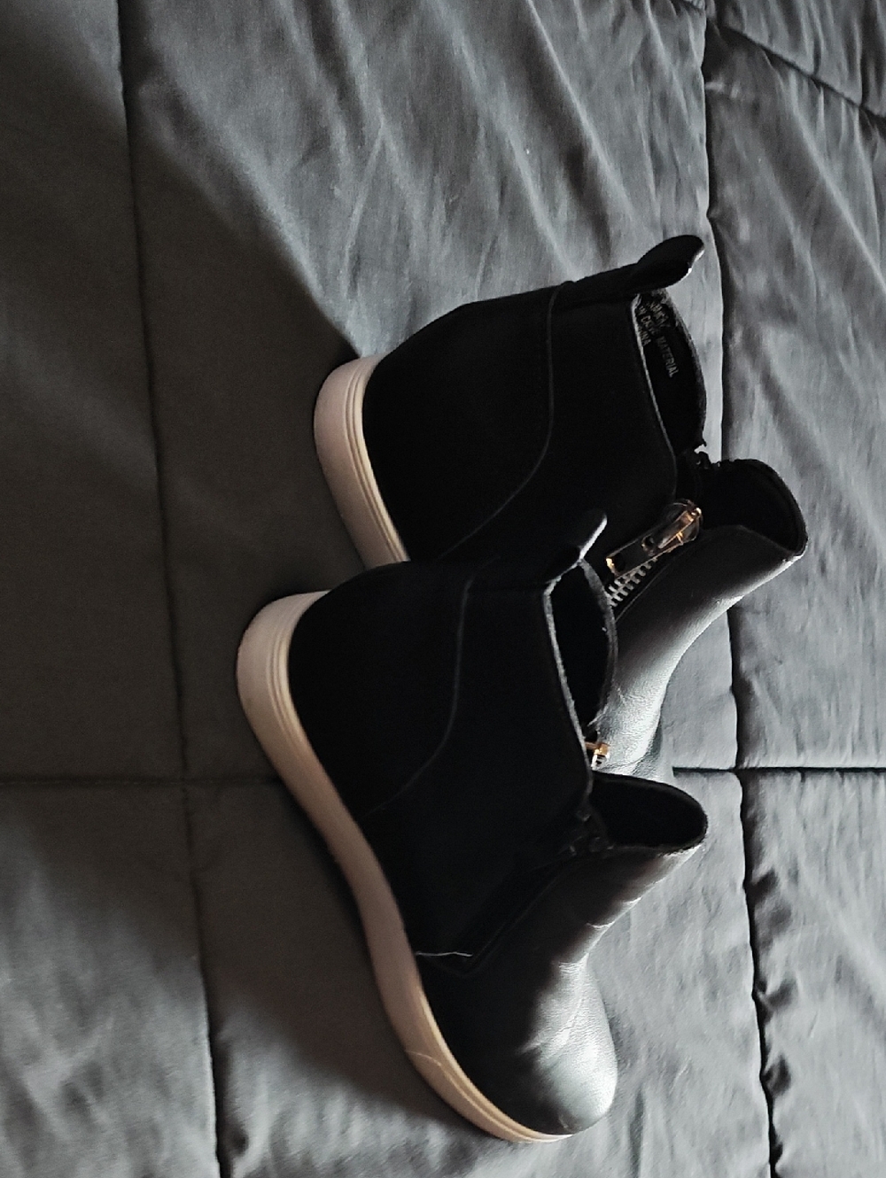 Rouge! Black Ankle Booties with White Sole